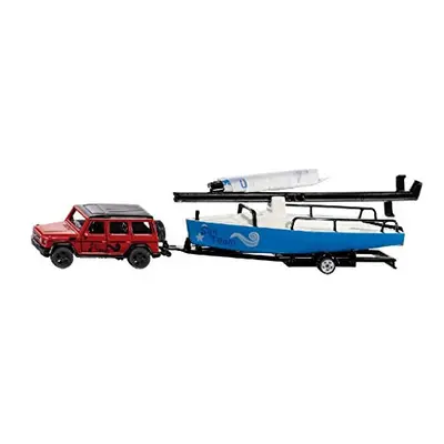 2564, Mercedes-AMG G65 with Sailboat, 1:50, Metal/Plastic, Red/Blue, Incl. metal trailer, Multi-