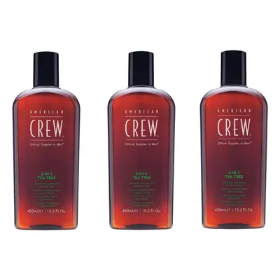 American Crew 3-In-1 Tea Tree Shampoo, Conditioner and Body Wash 450ml x3