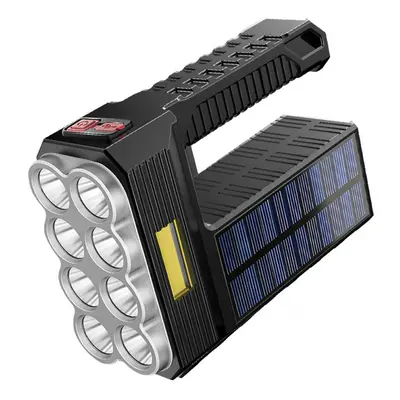 8LED+COB 4Modes Super Bright Portable Solar Flashlight USB Rechargeable Power Indicator Searchli