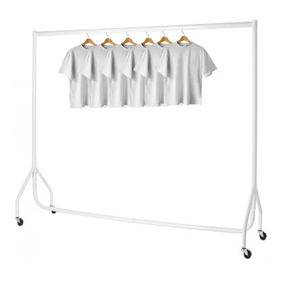 (White, 6ft) Heavy Duty Black White Garment Rail Clothes Rail Steel Clothes Rail High Metal Stor