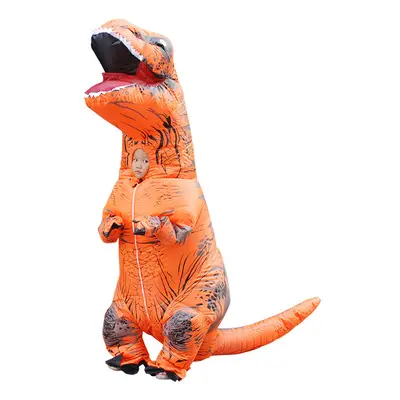 (Orange) Inflatable Dinosaur Costume T Rex Kids Dress Outfit Halloween Unisex Blowup Cos