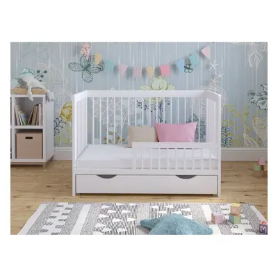 (White) Luca | Cot Bed 120x60cm with drawer