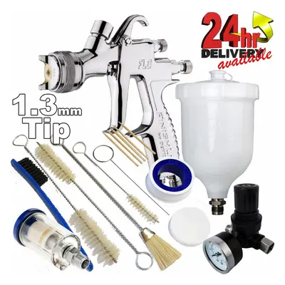 DeVilbiss FLG-5 1.3mm Paint Air Spray Gun + Air Filter/Regulator/Cleaning Kit