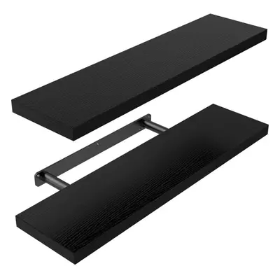 (Black) Floating Shelves Black Shelves 60cm, Set of Shelves Easy to Install, Modern Decorative W