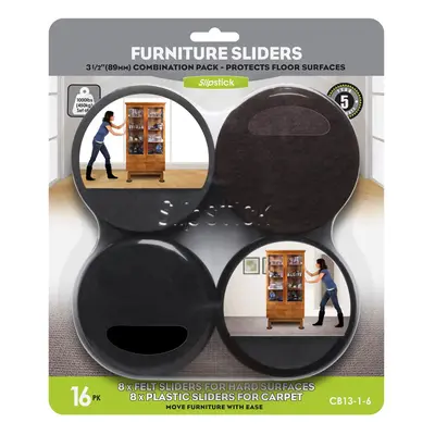 Slipstick Premium Furniture Sliders for All Floor Surfaces (16 Piece