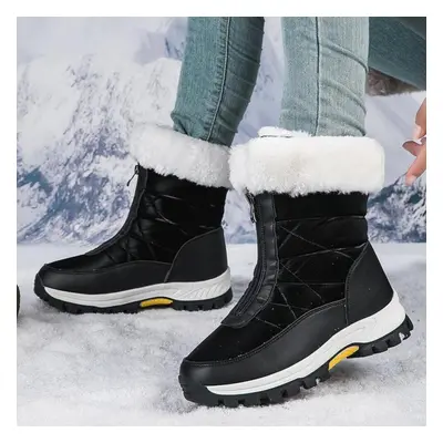 (black, 36) Winter Outdoor Snow Boots Women Waterproof Non-slip And Velvet Padded Warm Cotton Sh