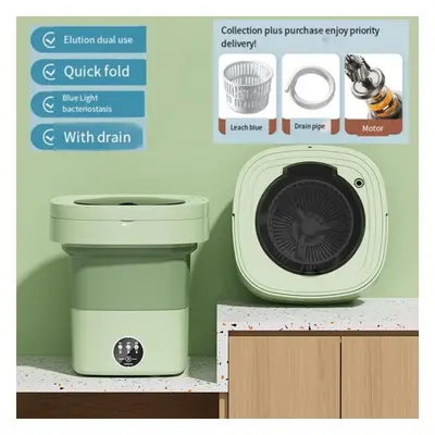 (green, AU Plug) 9l Folding Portable Washing Machine Big Capacity With Spin Dryer Bucket For Clo