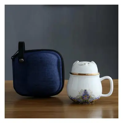 (as the picture, H) Hi Ceramic Teacup With Infuser And Lid Portable Travel Coffee Cup With Filte