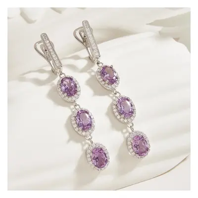 (purple, L) Color-changing Nanometer Alexander Long Earrings Gorgeous Design For Women Anniversa