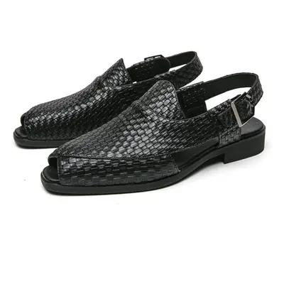 (black, 38) New British Style Sandals Men Summer Business Sandals For Men Good Quality Casual We