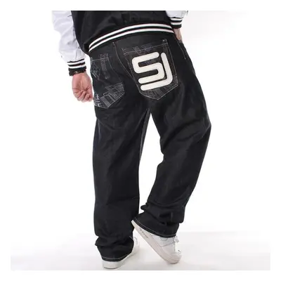 (black, L) New Autumn Fashion Mens Jeans Hip-hop Rock Baggy Cool Long Jeans Pants For Men Plus S