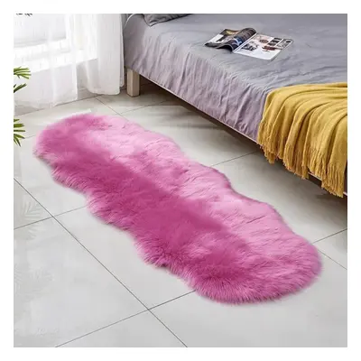 (deep cerise, 60x180cm) Irregular Long Soft White Faux Sheepskin Fur Area Rugs Kids Livingroom B