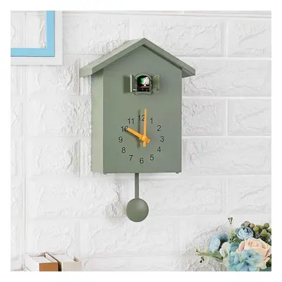 (green) Modern Cuckoo Clock Bird Hanging Watch Decoration Alarm Clocks Wall Clock For Kids Bedro