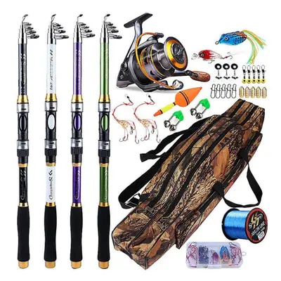 (green, 2.1M-2000Series) Sougayilang Fishing Set Kit 1.8m-3.3m Portable Telescopic Fishing Rod A