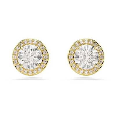 Una Angelic Gold-tone Plated Round Cut Stud Earrings