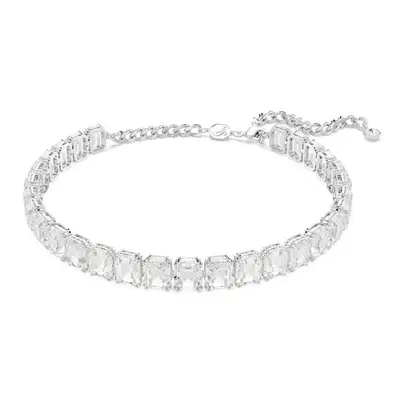 Millenia Rhodium Plated White Octagon Cut Crystal Choker