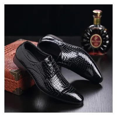 (black, 46) Men Oxford Shoes Lace Up Casual Business Pointed Shoes Brand Men Wedding Dress Shoes