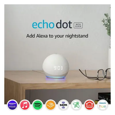 Echo Dot (4th Gen) | Smart speaker with clock and Alexa | Glacier White