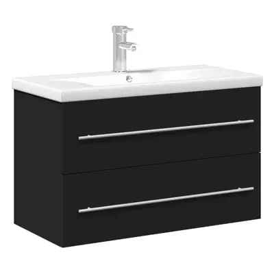 vidaXL Bathroom Sink Cabinet with Built-in Basin Storage Vanity Unit Black