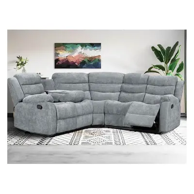 Roma Grey Linen Fabric Recliner Corner Sofa