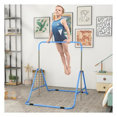 HOMCOM Kids Gymnastic Bar w/ Adjustable Height, Foldable Training Bar - Blue