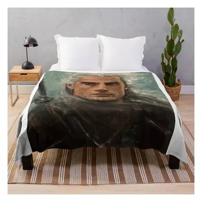 Fleece Throw Blanket Henry Cavill - Geralt of Rivia for Sofa Couch Kids x Inches