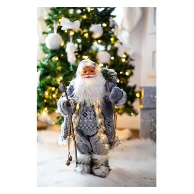 (Jumbo, Grey) Deluxe Standing Santa Claus Figure LED Xmas Decoration