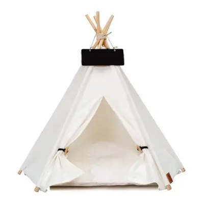 (White, Corner Tent) Portable Linen Dog Teepee Bed