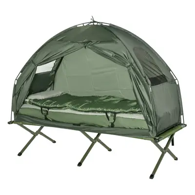 Outdoor Person Folding Dome Tent Hiking Camping Bed Cot W/ Sleeping Bag New