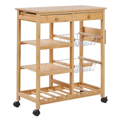 Kitchen Trolley MORINO Bamboo Wood Light Brown