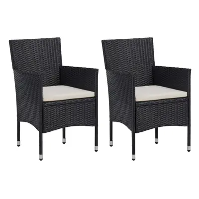 vidaXL 2x Garden Dining Chairs Poly Rattan Black Outdoor Armchair Lounge Seat