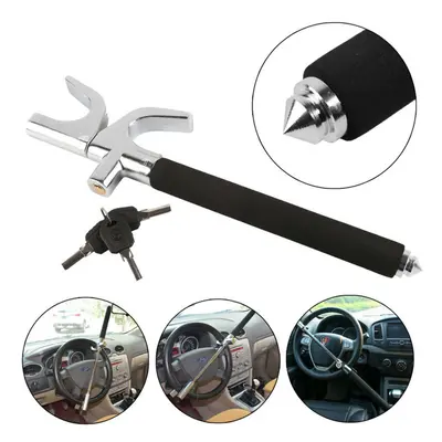 Universal Blacks Heavy Duty Cars Steering Wheel Lock Anti Theft Clamp Keys UK