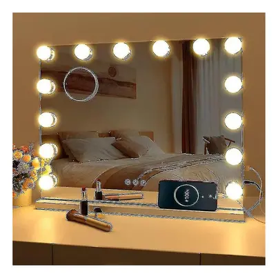 (14 Bulbs) Hollywood Mirror Usb Makeup Lights Lighted Bulbs Lighting Modes Tabletop Wall Mounted