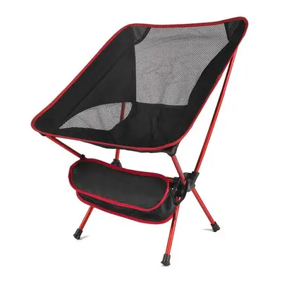 (Red) Folding Camping Chair Fishing BBQ Hiking Chair Picnic Lightweight Extended Chair Outdoor T