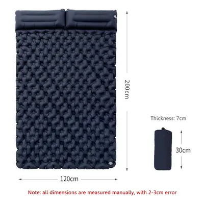 (Dark Blue) Waterproof Sleep Inflatable Mattress Outdoor Double Air Cushion Storage Bag Camping 