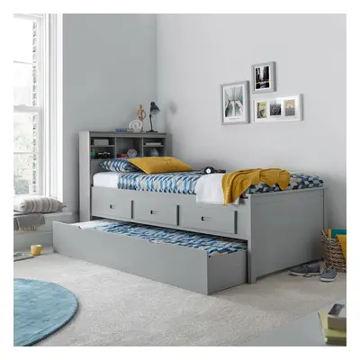 (Grey, No) Venus Guest Bed Day Bed Trundle Bookcase