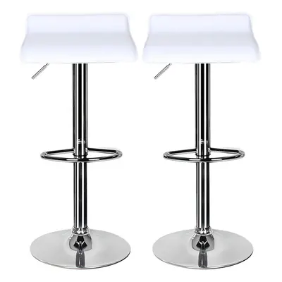 White Bar Stools Set of Breakfast Dining Stools for Kitchens with Soft Padded Leather,Chrome Ste