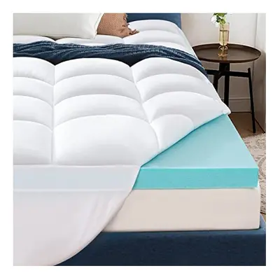 Elemuse Dual-Layer Memory Foam Mattress Topper Double Bed for Back Pain - Cooling Mattress Toppe