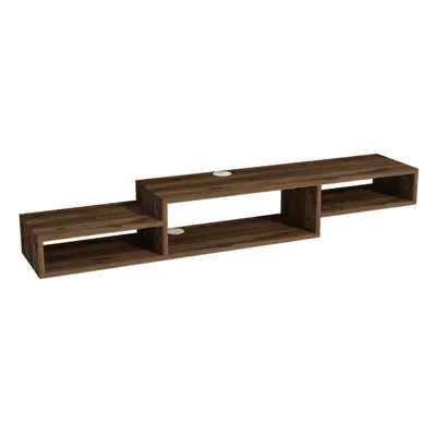 (Light Walnut) Loretta Floating TV Stand with Shelves