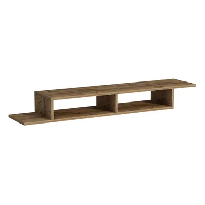 (Atlantic Pine) Eldon Floating TV Stand with Shelves