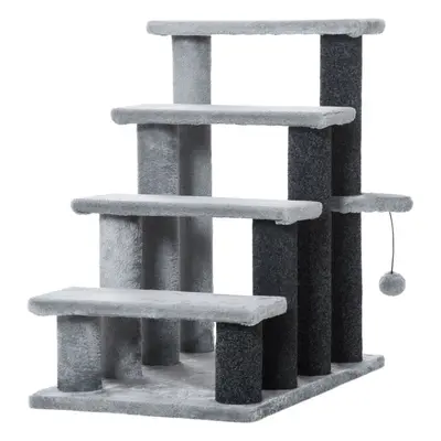 PawHut Pet Stairs with 4-step Stair, Scratching Posts, Platforms, Toy Ball