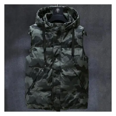 (green, 5XL) Plus Size L-7xl Autumn Winter Men Vest Hooded New Casual Sleeveless Jackets For Men