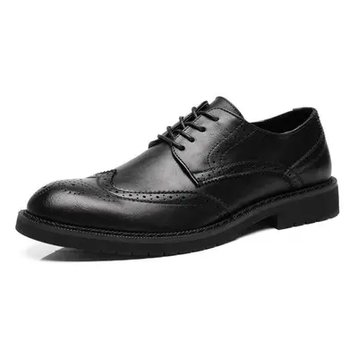 (black, 38) Mens Oxford Shoes Leather Brogue Men&apos;s Dress Shoes Classic Business Formal Shoe