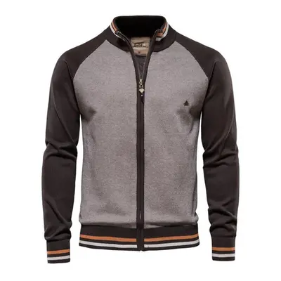 (brown, 82-90 kg) Aiopeson Cotton Zipper Cardigan Men Casual High Quality Sweater Men Winter Fas