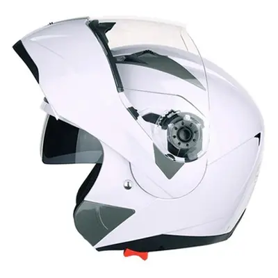 (white, XL) Full Face Helmets Jiekai Motorcycle Helmets Safe Double Visor Flip Up Helmet Casque 