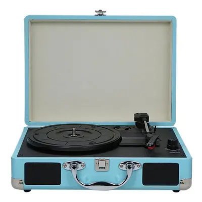 (blue, EU Plug) Turntable With Speakers Vintage Phonograph Record Player Stereo Sound Black Us-t