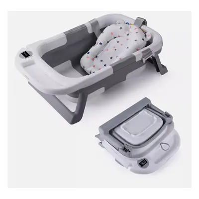 Foldable Baby Bath Tub Ergonomic Temperature & Cushion Bath Pad + Net