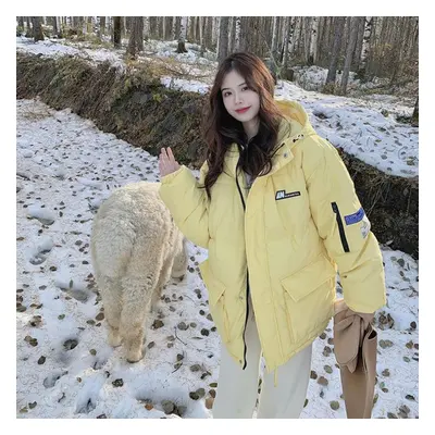 (yellow, M) Winter Down Cotton Clothes Women&apos;s Plus Size Loose Bread Clothes Cotton Coat Ja