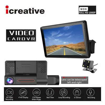 (as the picture) Icreative Car Dvr Cameras Full Hd 1080p Dual Lens Camera 4.0 Inch Ips Screen Wi