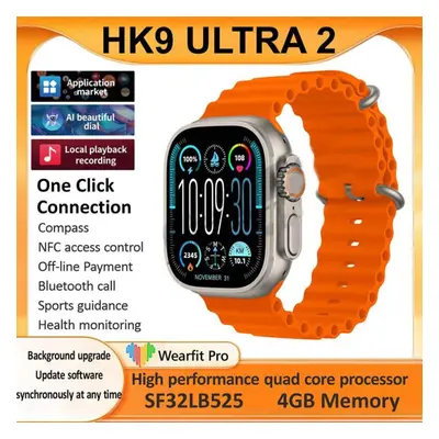 (Orange) HK9 Ultra Smartwatch AMOLED 4GB Watch Ultra2 ChatGPT NFC Smart Watch for Men Ai Watch F